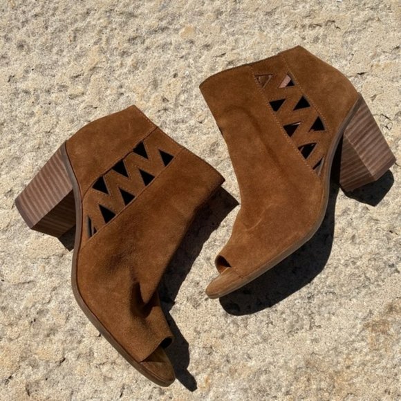 Lucky Brand Shoes - Lucky Brand 7 suede leather cut out block booties